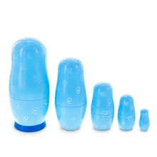 Load image into Gallery viewer, 5 Girls with Daisy Flowers &amp; Blue Skirt Wooden Nesting Dolls 6 Inches