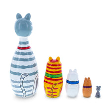 Load image into Gallery viewer, Four Cats and Mouse Wooden Nesting Dolls 7 Inches