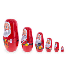 Load image into Gallery viewer, Set of 6 Santa with Christmas Gifts Wooden Nesting Dolls 5.5 Inches