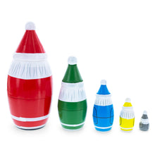 Load image into Gallery viewer, Set of 5 Multicolor Santa with Christmas Gifts Wooden Nesting Dolls 5.5 Inches