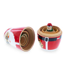 Load image into Gallery viewer, Set of 5 Santa, Mrs. Claus, Elf &amp; Snowman Wooden Nesting Dolls 4.75 Inches