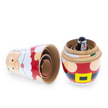 Load image into Gallery viewer, Santa, Mrs. Claus, Reindeer, Elf Wooden Nesting Dolls 6 Inches
