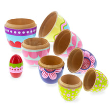Load image into Gallery viewer, Set of 5 Colorful Easter Eggs Pysanky Wooden Nesting Dolls 5 Inches