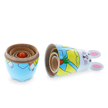 Load image into Gallery viewer, Set of 5 Bunnies Wooden Nesting Dolls 7 Inches Tall