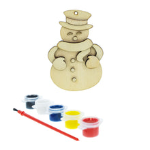 Load image into Gallery viewer, Unfinished Wooden Snowman Christmas Ornament Cutout DIY Craft Kit