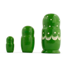 Load image into Gallery viewer, 3 Daffodils Flowers on Green Dress  Wooden Nesting Dolls 3.5 Inches