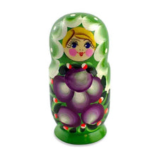 Load image into Gallery viewer, 3 Daffodils Flowers on Green Dress  Wooden Nesting Dolls 3.5 Inches