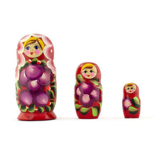 Load image into Gallery viewer, Set of 3 Anemone Flowers Wooden Nesting Dolls 3.5 Inches