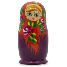 Load image into Gallery viewer, Set of 3 Deep Red Dress Wooden  Nesting Dolls 3.5 Inches