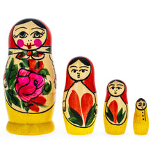 Load image into Gallery viewer, Set of 4 Semyonov Traditional Wooden Nesting Dolls 4 Inches