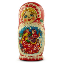 Load image into Gallery viewer, Set of 5 Dancing Couple in Winter Village Nesting Dolls 6.5 Inches