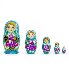 Load image into Gallery viewer, Set of 5 Iris Nesting Dolls 6 Inches
