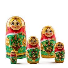 Load image into Gallery viewer, 5 Girls with Basket Flowers Nesting Dolls  6.5 Inches