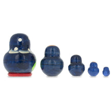 Load image into Gallery viewer, 5 Miniature Strawberry Blue Dress Nesting Dolls 1.75 Inches