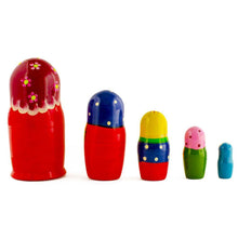 Load image into Gallery viewer, Set of 5 Girls with Cat, Rooster and Duck Animals Nesting Dolls 6 Inches