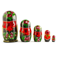 Load image into Gallery viewer, Set of 5 Red Riding Hood Wooden Nesting Dolls Matryoshka 6.5 Inches