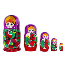 Load image into Gallery viewer, Set of 5 Traditional in Purple Scarf Nesting Dolls  6 Inches