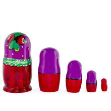 Load image into Gallery viewer, Set of 5 Traditional in Purple Scarf Nesting Dolls  6 Inches