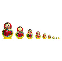 Load image into Gallery viewer, Set of 10 Bouquet of Flowers Nesting Dolls 6 Inches