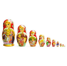 Load image into Gallery viewer, Set of 10 Cinderella Wooden Nesting Dolls 10 Inches