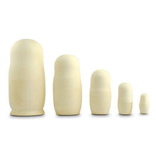Load image into Gallery viewer, Set of 5 Unpainted Blank Wooden Nesting Dolls 7 Inches