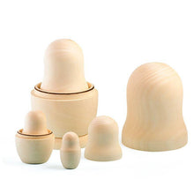 Load image into Gallery viewer, Set of 5 Unpainted Blank Wooden Nesting Dolls 7 Inches
