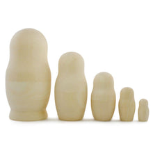 Load image into Gallery viewer, Set of 5 Unfinished Wooden Nesting Dolls DIY Craft Blanks for Painting  5.75 Inches