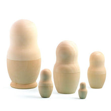 Load image into Gallery viewer, Set of 5 Unfinished Wooden Nesting Dolls DIY Craft Blanks for Painting  5.75 Inches