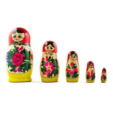 Load image into Gallery viewer, Set of 5 Unfinished Wooden Nesting Dolls with Paints DIY Craft Blanks for Painting  5.75 Inches