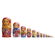 Load image into Gallery viewer, Set of 15 Cartoon Wooden  Nesting Dolls 13 Inches