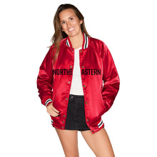 Load image into Gallery viewer, Northeastern Satin Letterman Bomber Jacket