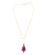 Load image into Gallery viewer, Neims Pink Carnelian Golden Pendant Necklace