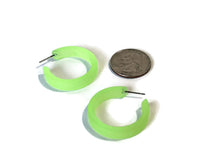 Load image into Gallery viewer, Neon Green Small Classic Hoop Earrings