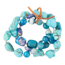 Load image into Gallery viewer, New Haven Blue Turquoise Sterling Silver Bracelet Set