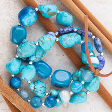 Load image into Gallery viewer, New Haven Blue Turquoise Sterling Silver Bracelet Set