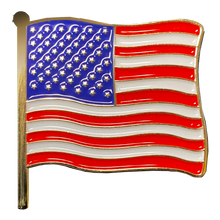 Load image into Gallery viewer, American Flag Lapel Pin – Waving Flag with Dual Posts &amp; Deluxe Clasps