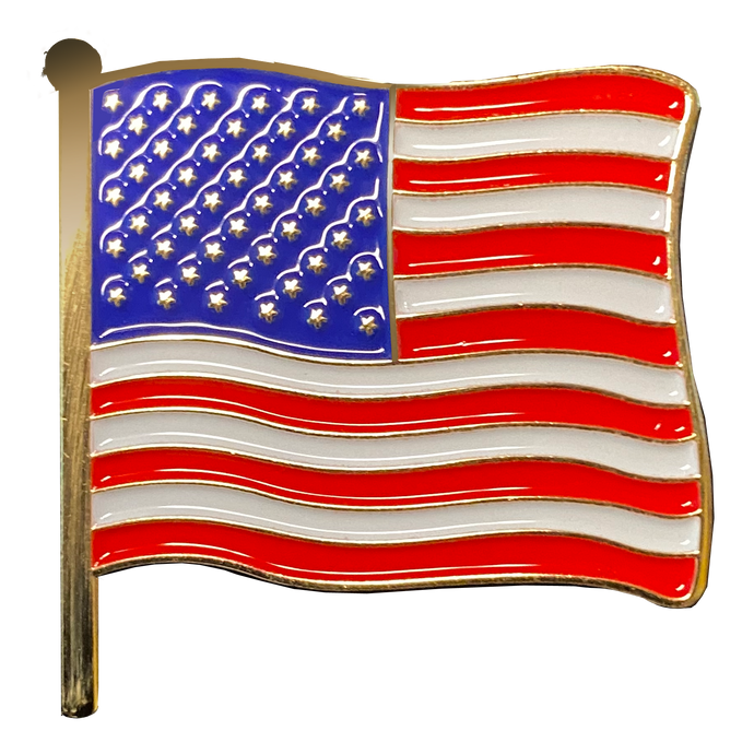 American Flag Lapel Pin – Waving Flag with Dual Posts & Deluxe Clasps