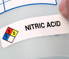 Load image into Gallery viewer, &quot;Nitric Acid&quot; HMIG Safety Labels, 0.75&quot; x 2.5&quot;, 250/ROLL