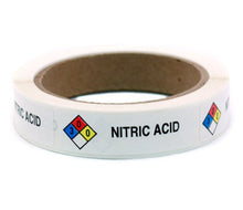Load image into Gallery viewer, &quot;Nitric Acid&quot; HMIG Safety Labels, 0.75&quot; x 2.5&quot;, 250/ROLL