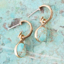 Load image into Gallery viewer, Nova Half-Hoop Blue Turquoise and Golden Earrings