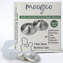Load image into Gallery viewer, MOOGCO Silver Nursing Cups 925k Silver - For pain - free breastfeeding Heal sore cracked nipples Protect against sore breasts and nipple irritation