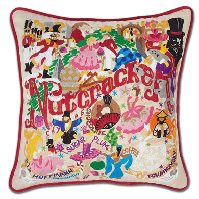 Nutcracker Hand-Embroidered Pillow