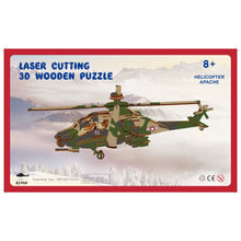 Load image into Gallery viewer, Apache Helicopter Model Kit - Wooden Laser-Cut 3D Puzzle (82 Pcs)