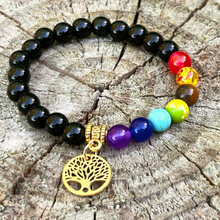 Load image into Gallery viewer, 7 Chakra Prosperity Bracelet With Obsidian