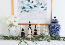 Load image into Gallery viewer, Hydrangea Blue Tiered Christmas Trees with 22K Gold Brushstroke Accent