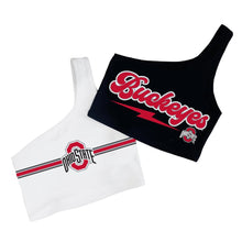 Load image into Gallery viewer, Ohio State OSU Buckeyes Lightning Black Shoulder Top