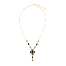Load image into Gallery viewer, Barcelona Black Onyx and Blue Turquoise Golden Y-Necklace