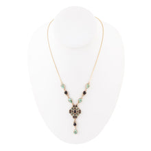 Load image into Gallery viewer, Barcelona Black Onyx and Blue Turquoise Golden Y-Necklace