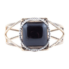 Load image into Gallery viewer, Onyx Mixed Metal Golden Cuff Bracelet