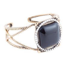 Load image into Gallery viewer, Onyx Mixed Metal Golden Cuff Bracelet